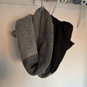 Gray and Black Knit Infinity Scarf